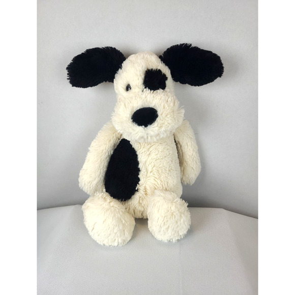 Jellycat Bashful Dog Plush Pup Cream Black Spot Medium White Soft Toy - Picture 2 of 10